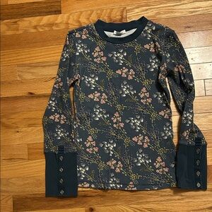 Sundance Floral Long sleeve thermal. Muted dark teal. Small. Excellent condition